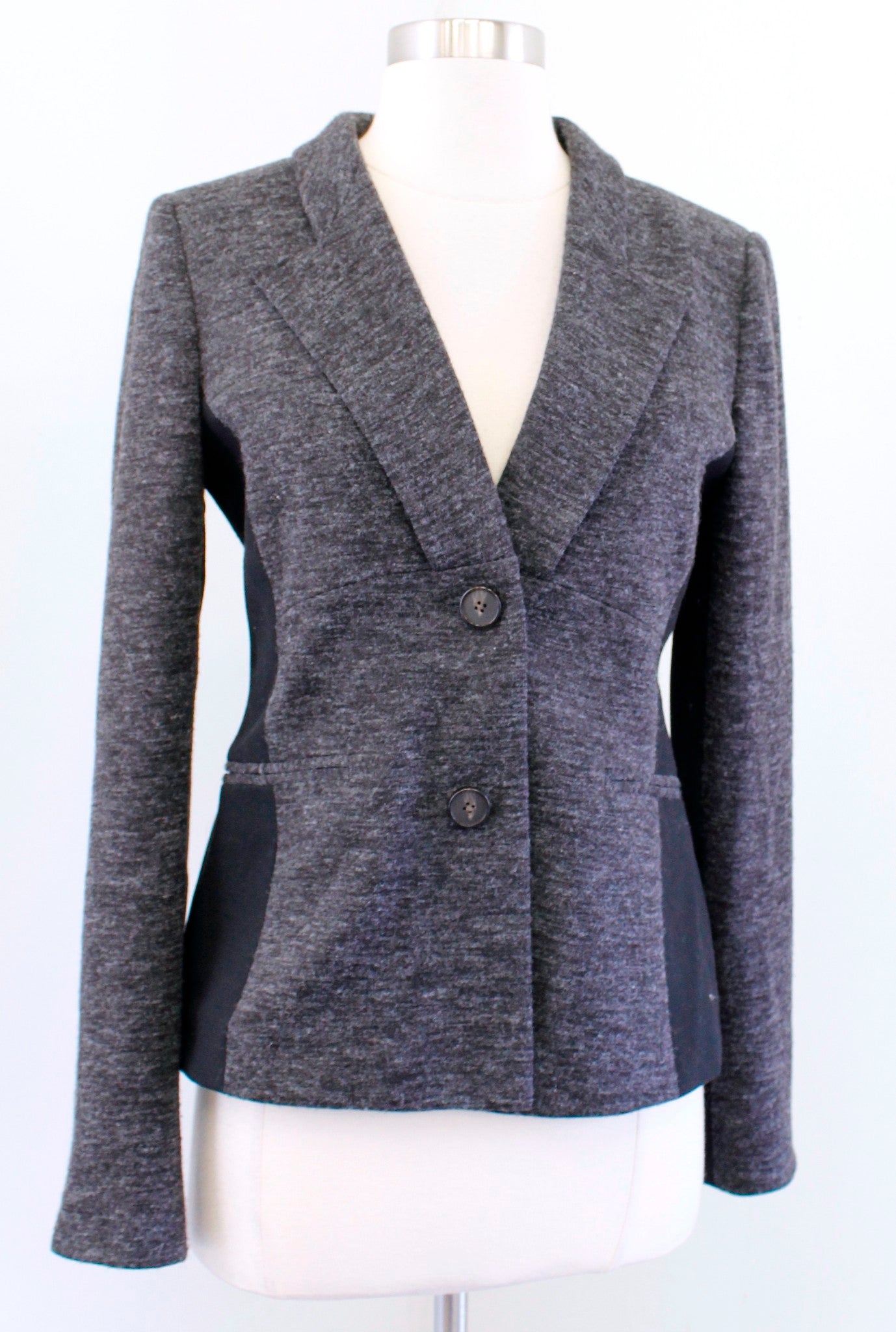 Cartonnier Anthropologie Spliced Heather Charcoal Gray Black Blazer Jacket Sz 6