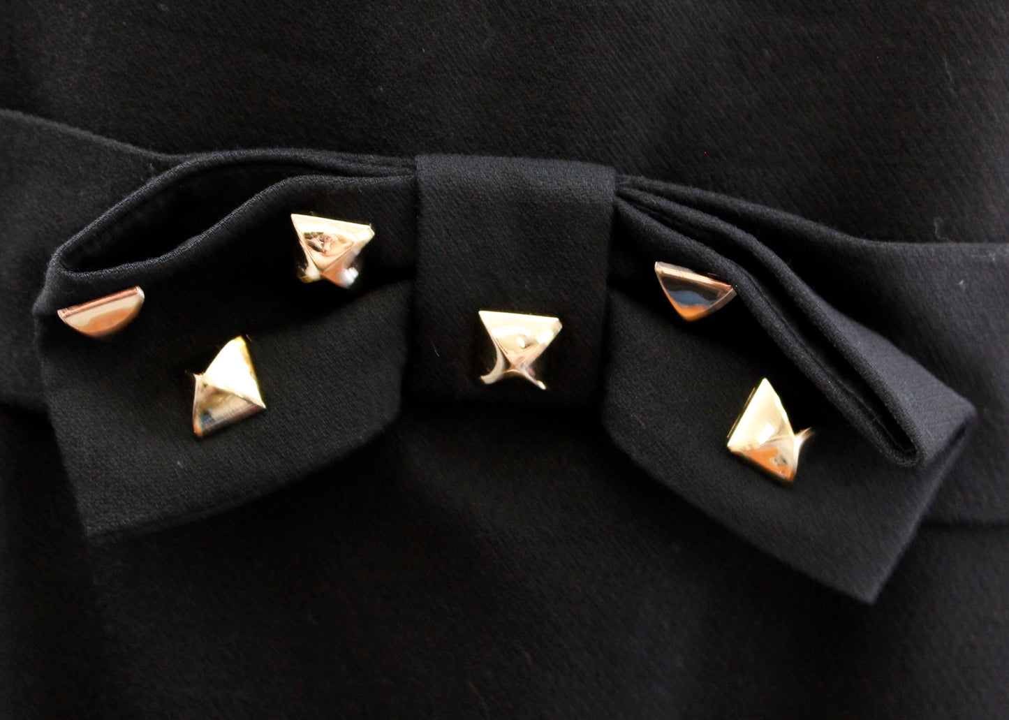 Love Moschino Black Gold Studded Bow Belt Short Sleeve Dress Wool Size US 8