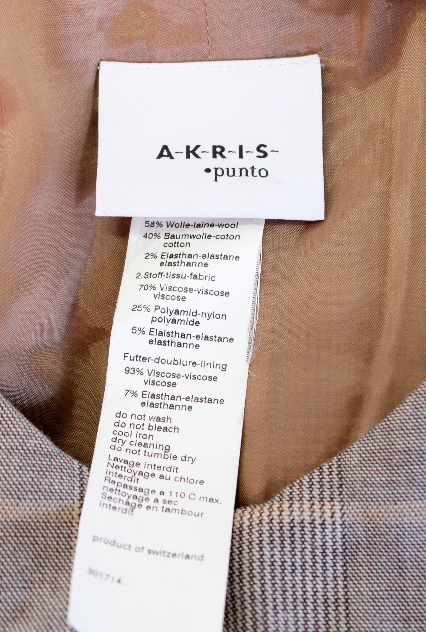 Akris Punto Gray Camel Tan Plaid Contrast Belted Zip Front Sheath Dress Size 8