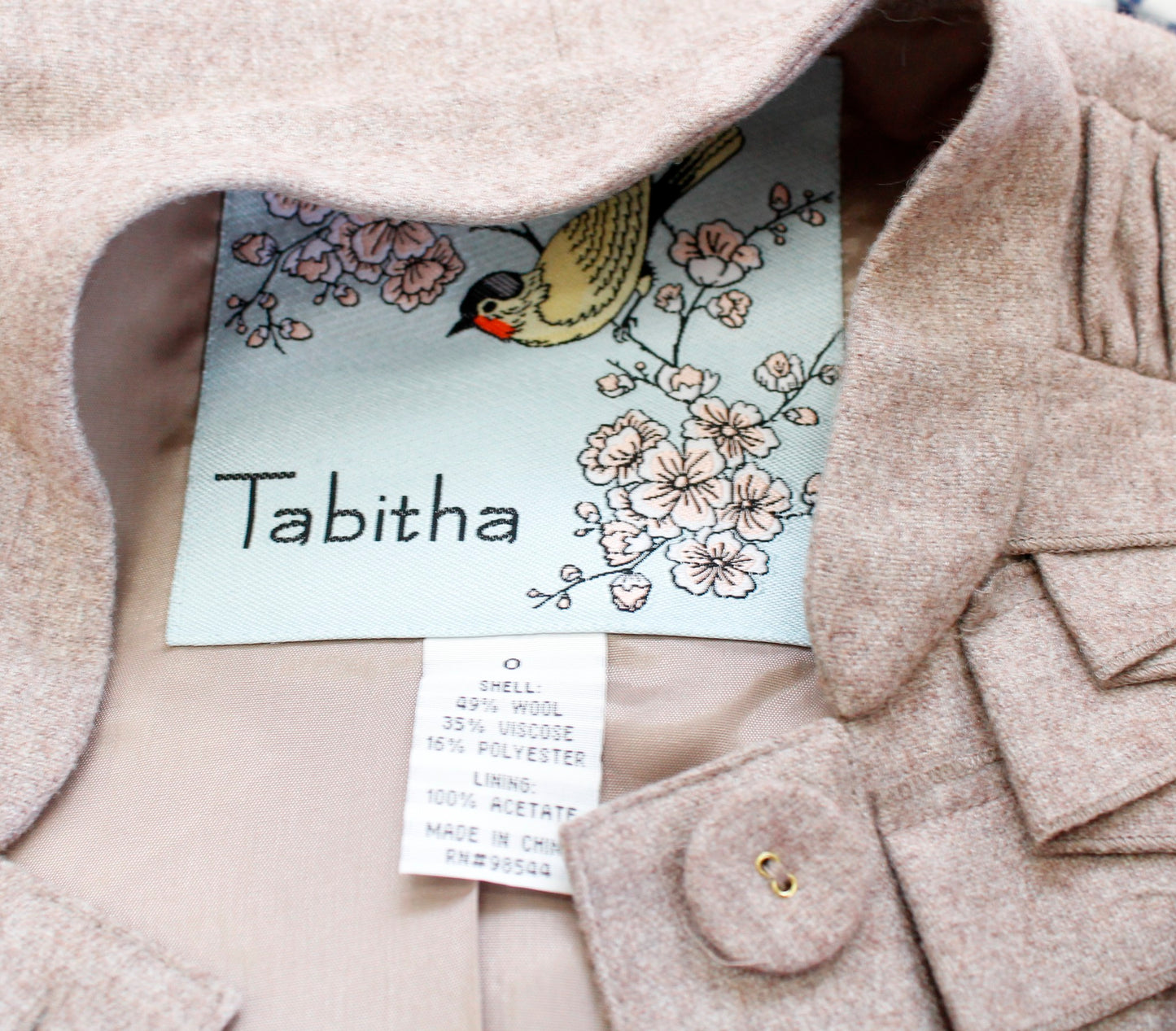 Tabitha Anthropologie As You Please Ruffle Pleated Cropped Wool Jacket Sz 0 Tan