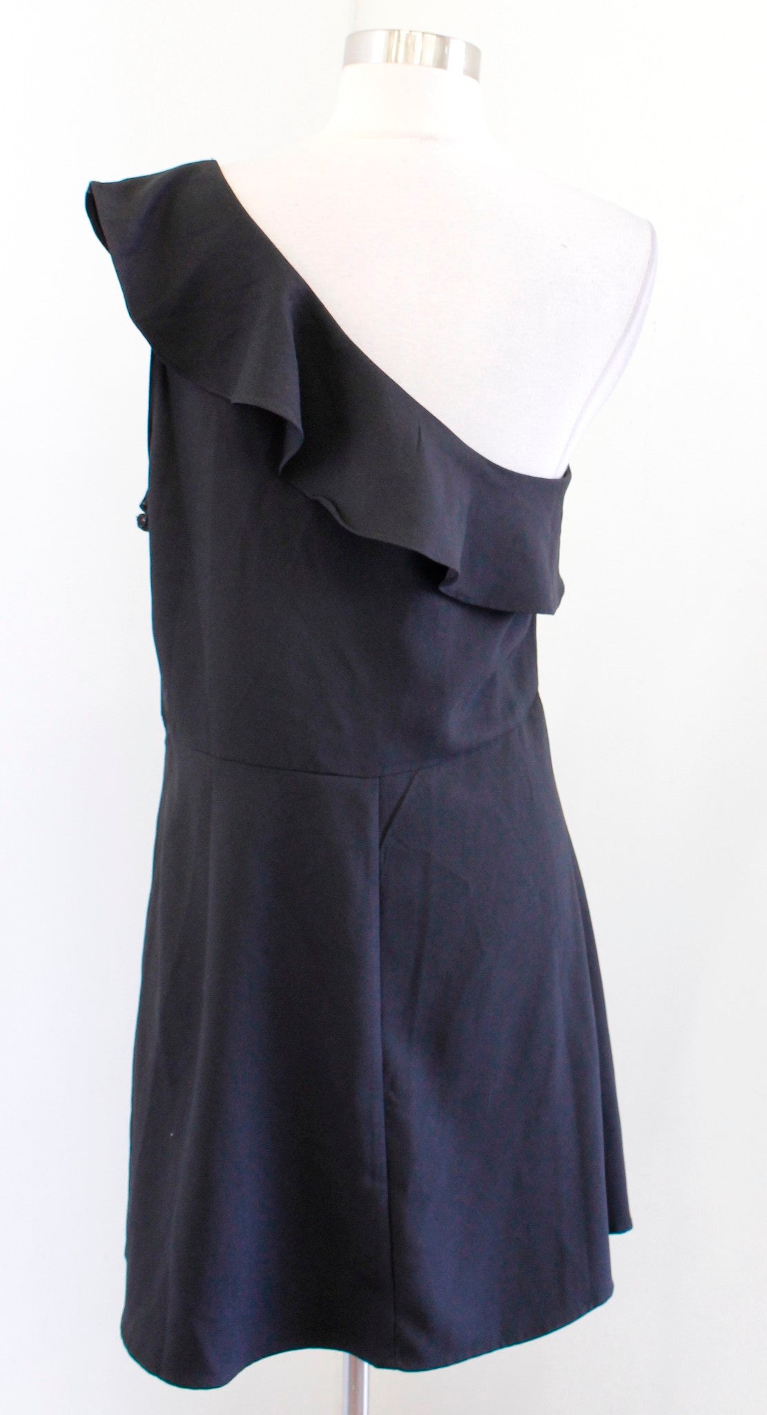 NWT Banana Republic Black Ruffle One Shoulder A Line Flare Dress Cocktail Sz 12P