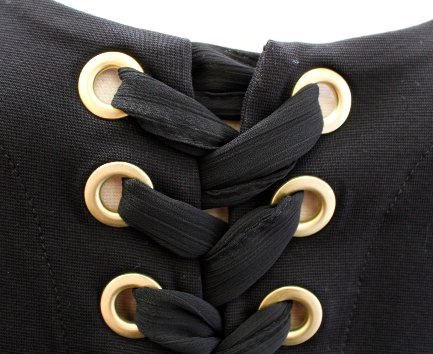 NWT Free People Looking Back Black Knit Lace Up Tie Blouse Top Size M Grommet Long Sleeve