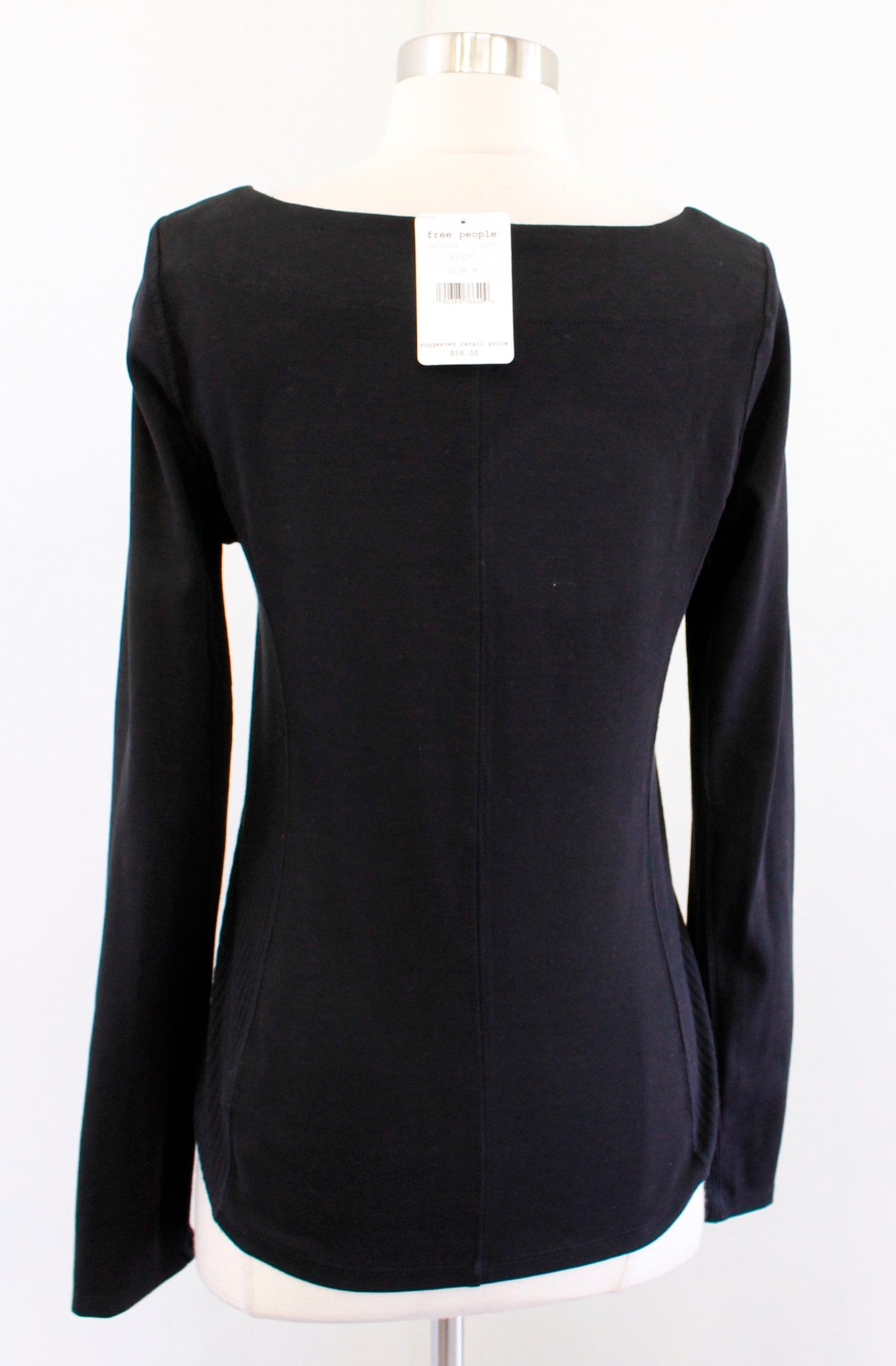 NWT Free People Looking Back Black Knit Lace Up Tie Blouse Top Size M Grommet Long Sleeve