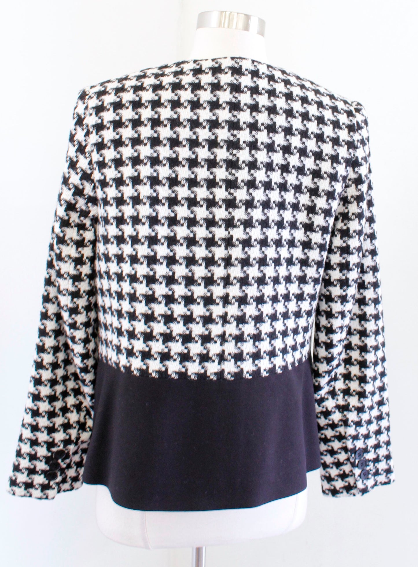 NWT $189 Talbots Black White Color Block Houndstooth Tweed Blazer Jacket Size 12