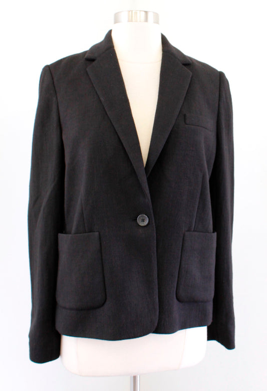 NWT $395 VINCE Womens Black Patch Pocket Knit Single Button Blazer Jacket Sz 10