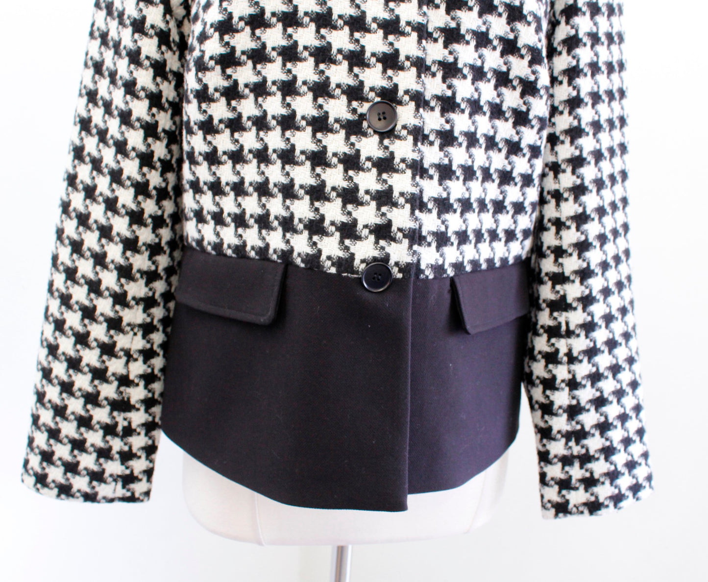 NWT $189 Talbots Black White Color Block Houndstooth Tweed Blazer Jacket Size 12