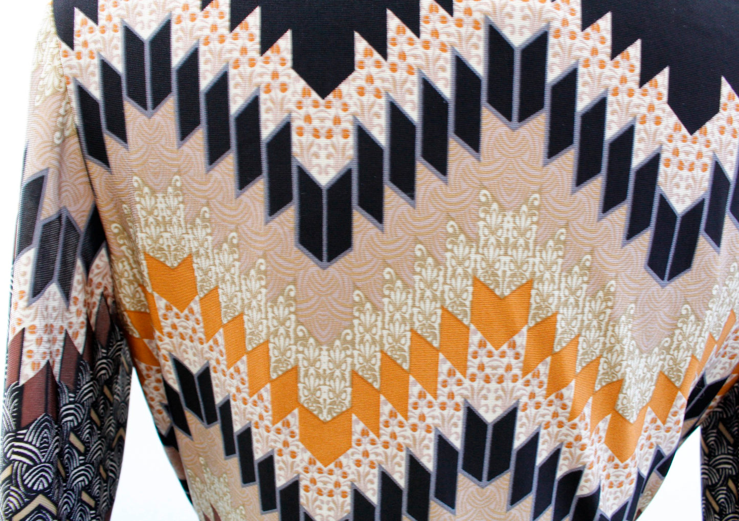 Cache Black Multi Color Geometric Chevron Print Jersey Wrap Dress Size S
