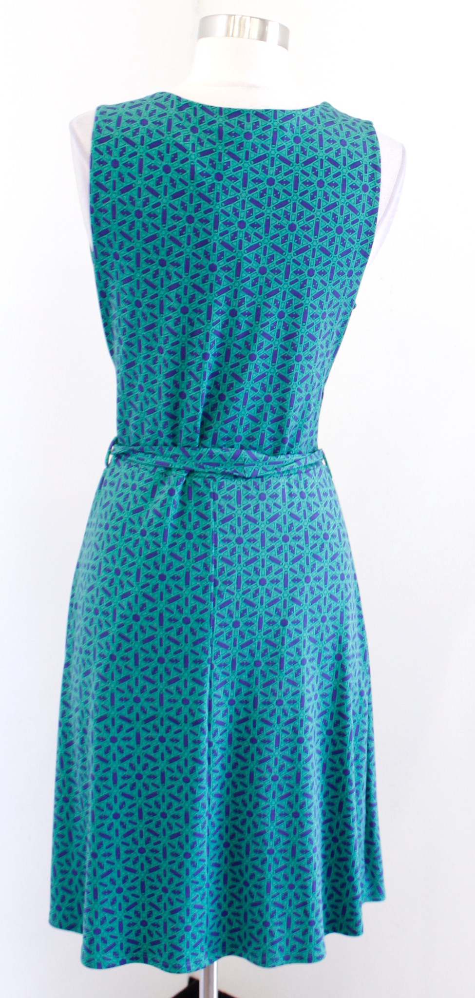 NWT 41 Hawthorn Stitch Fix Green Navy Blue Star Geometric Faux Wrap Dress Sz S