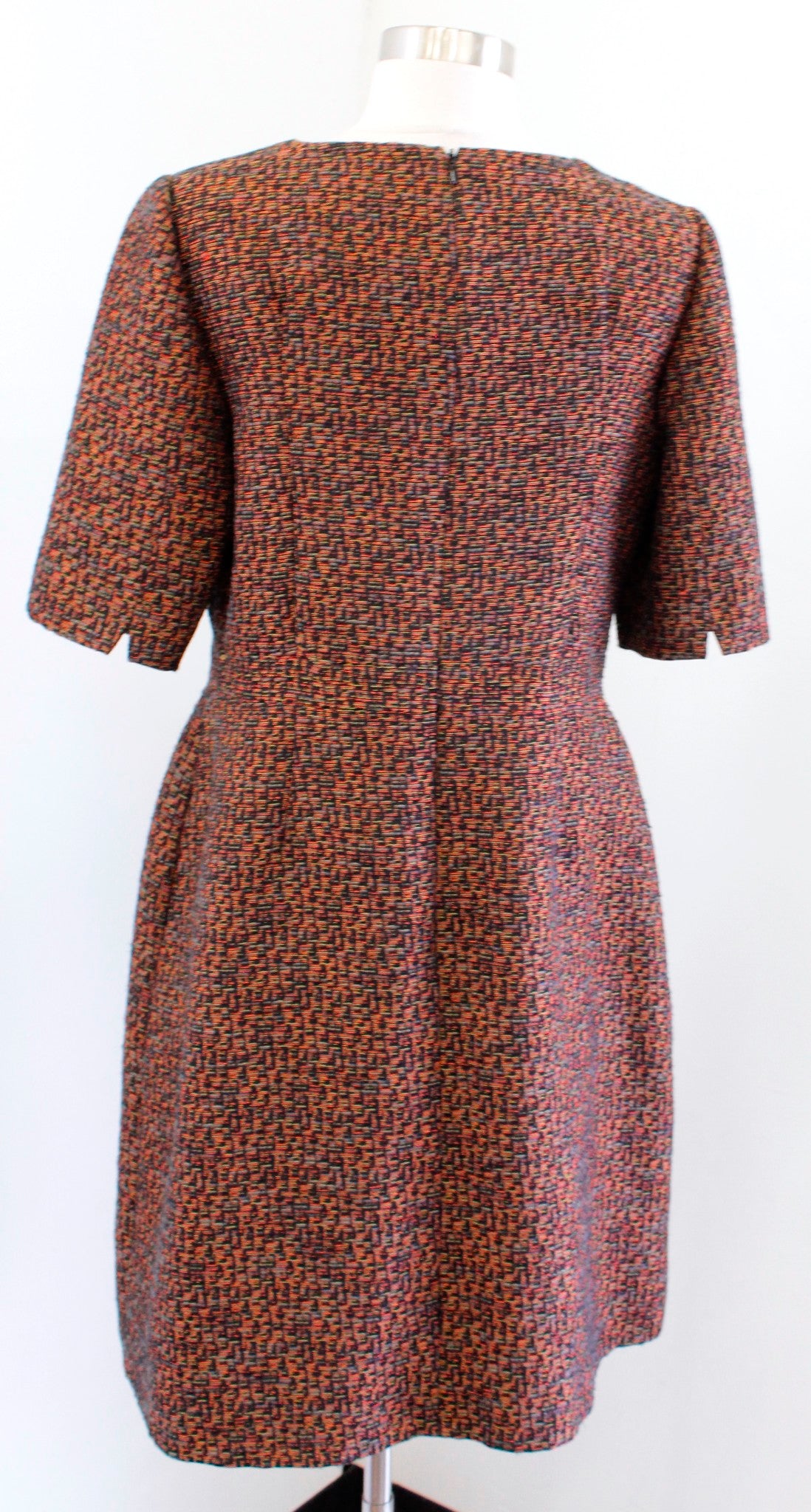 Boden Dorchester Tweed Pleated Fit and Flare Dress Size Us 12R 12 Black Orange