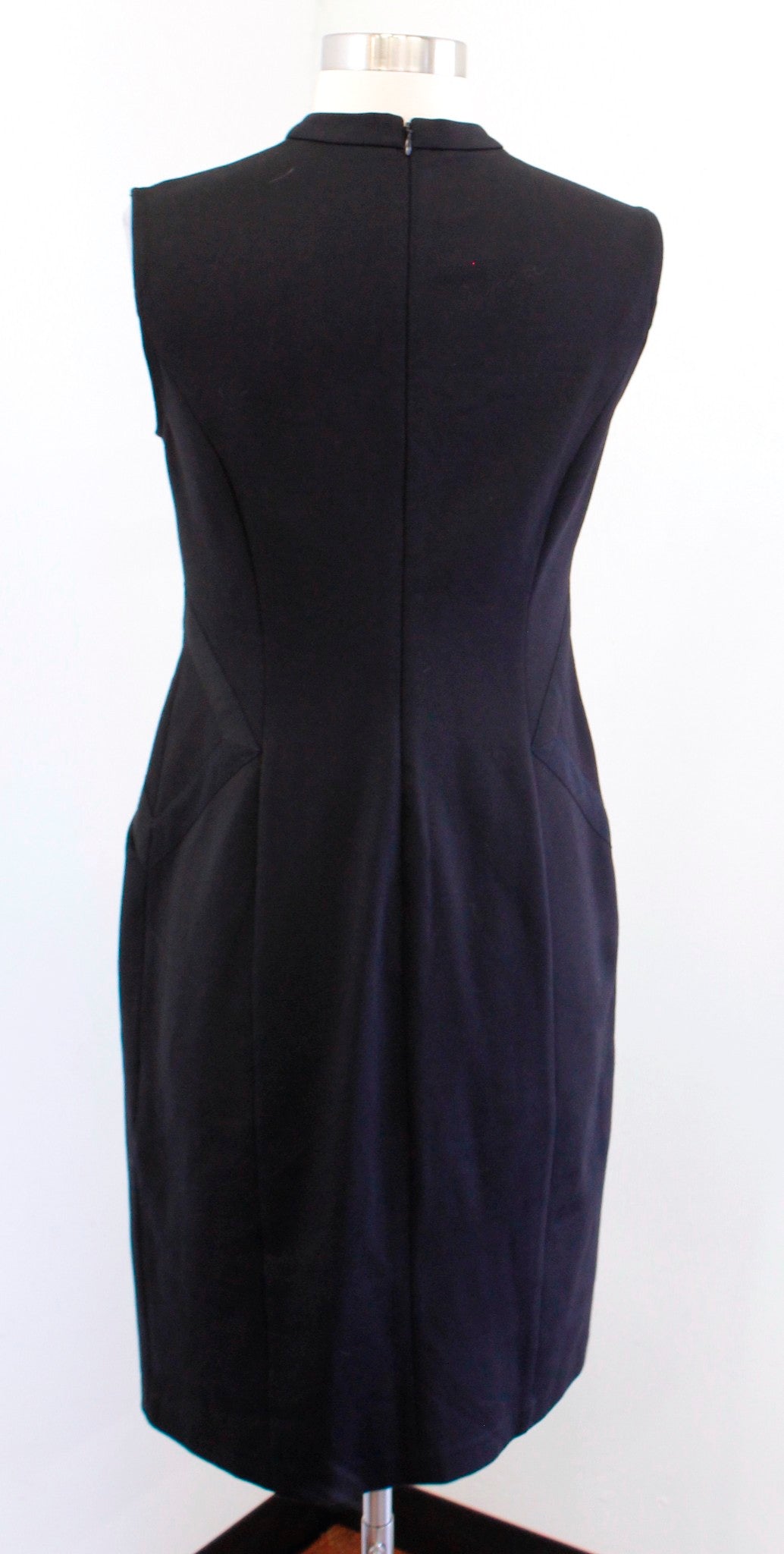 Brooks Brothers Solid Black Ponte Knit Mock Neck Sheath Dress Career Office Sz 4