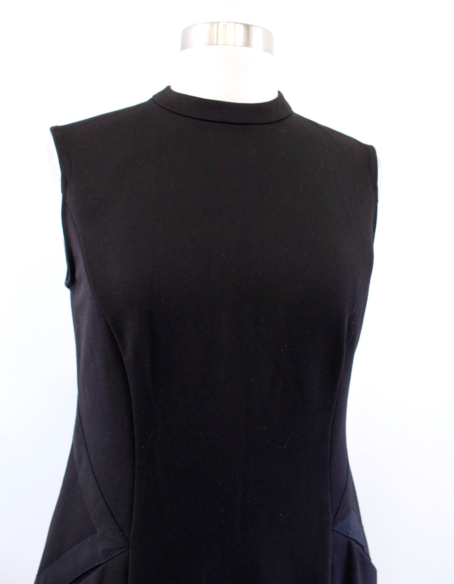 Brooks Brothers Solid Black Ponte Knit Mock Neck Sheath Dress Career Office Sz 4