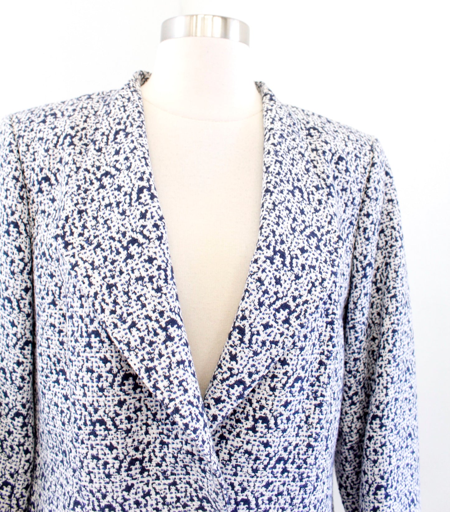 Lafayette 148 New York Coraline Blue Textured Blazer Jacket Size 14 One Button