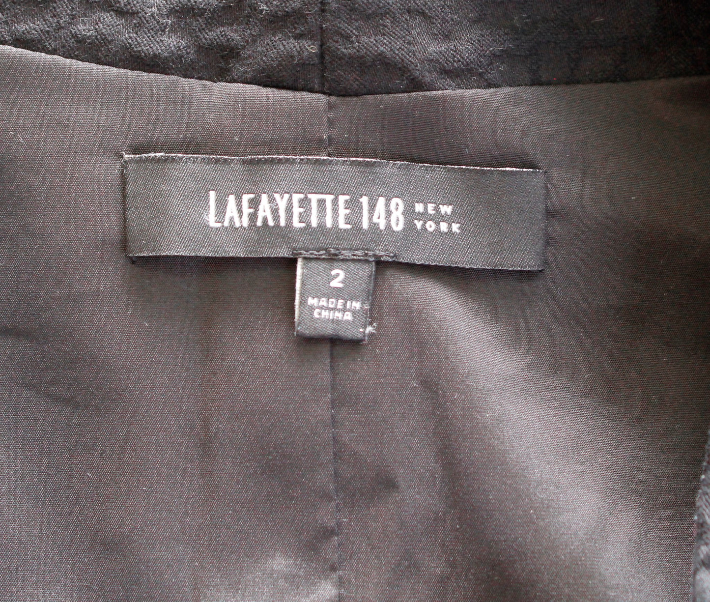 Lafayette 148 New York Black Crinkle Textured Zip Front Sheath Dress Size 2
