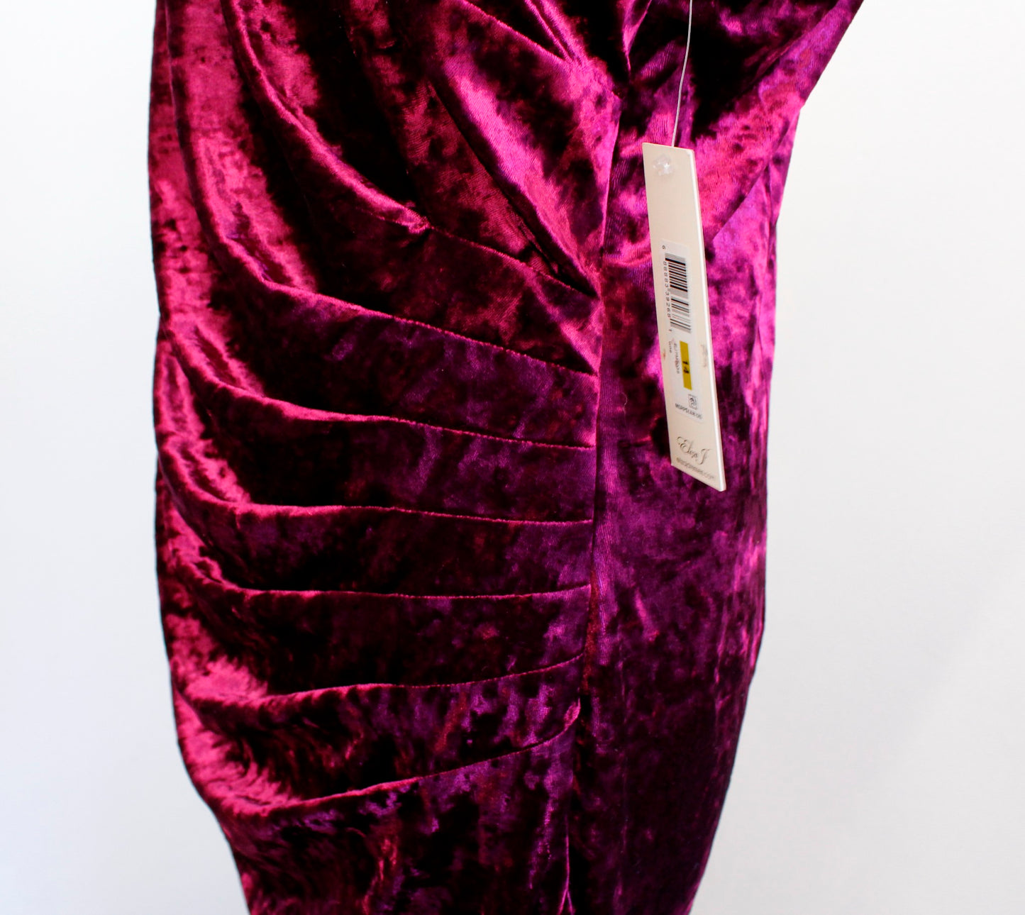NWT Eliza J Wine Burgundy Crushed Velvet One Shoulder Ruched Dress Party Size 14
