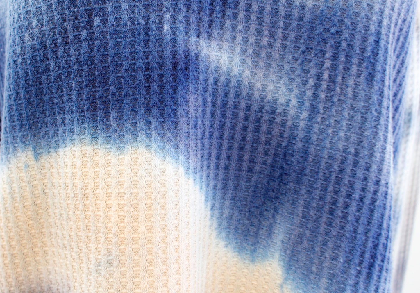 Eri + Ali Anthropologie Tallie Blue Tie Dye Thermal Knit Peplum Top Blouse Sz M long sleeve