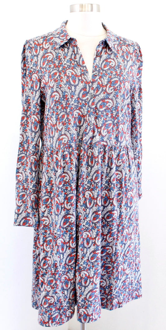 Boden Womens Alma Gray Blue Floral Paisley Print Jersey Shift Dress Size US 8L 8