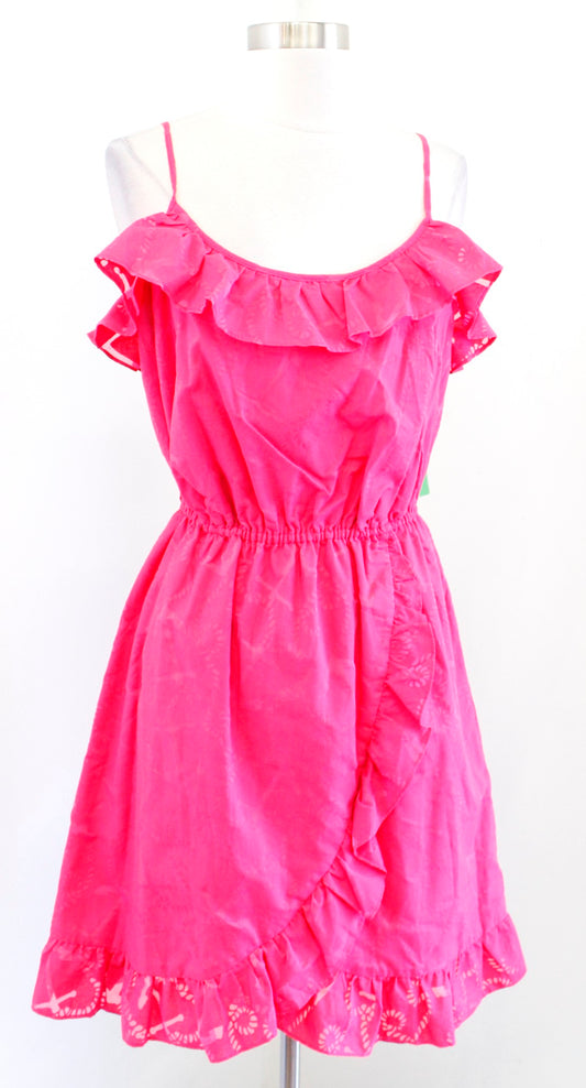 NWT Lilly Pulitzer Kalen Dress Azalea Pink Hanker for An Anchor Ruffle Size L