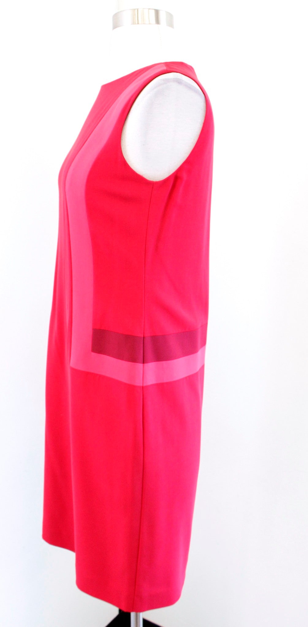 Elie Tahari Womens Red Pink Color Block Silk Shift Dress Size 0 Sleeveless