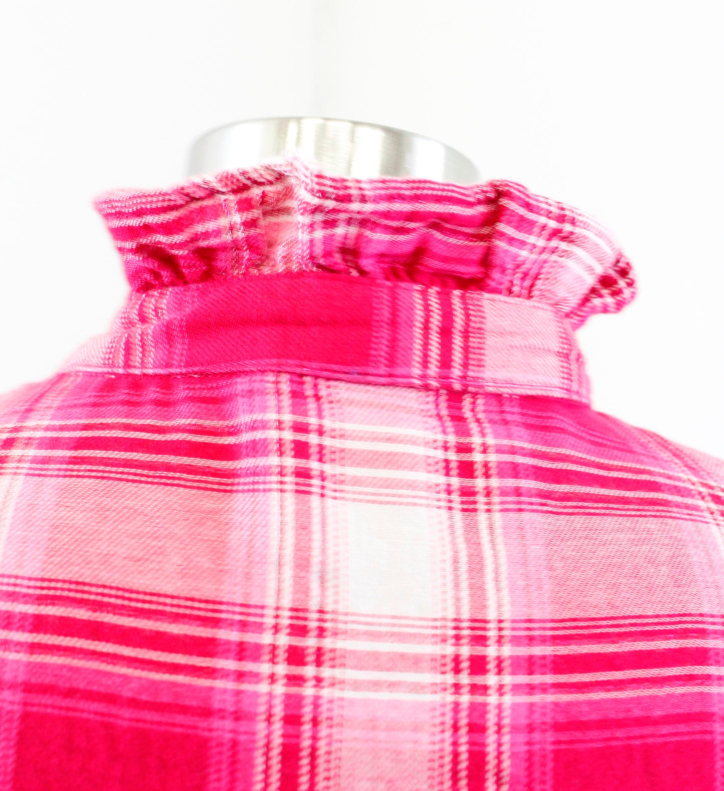 NWT $119 Ivy Jane Pink Gauze Plaid Button Front Ruffle Jacket / Top Size XS Red