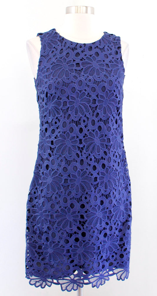 Karl Lagerfeld Navy Blue Floral Lace Sleeveless Dress Size 2 Sheath Casual