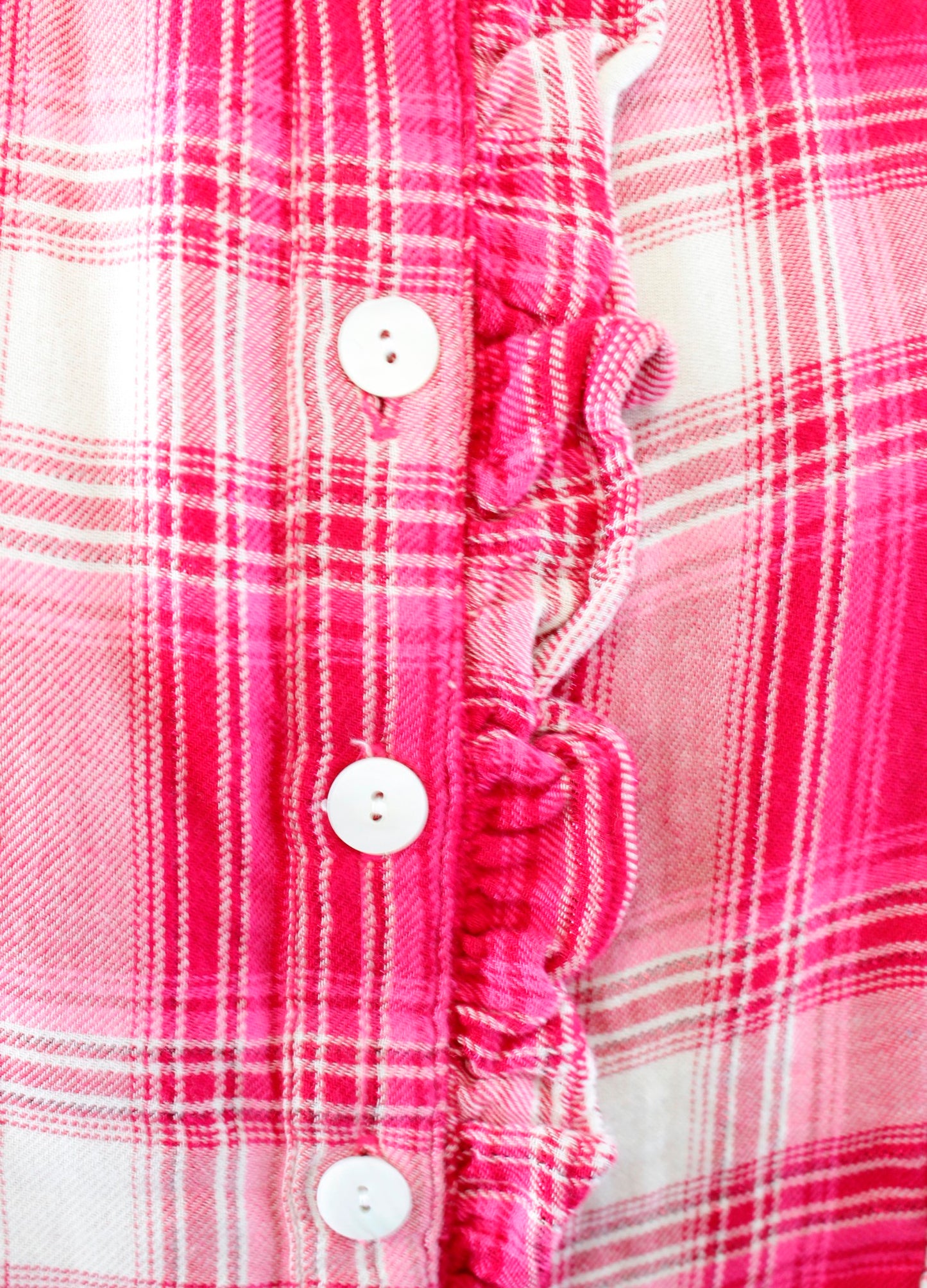 NWT $119 Ivy Jane Pink Gauze Plaid Button Front Ruffle Jacket / Top Size XS Red