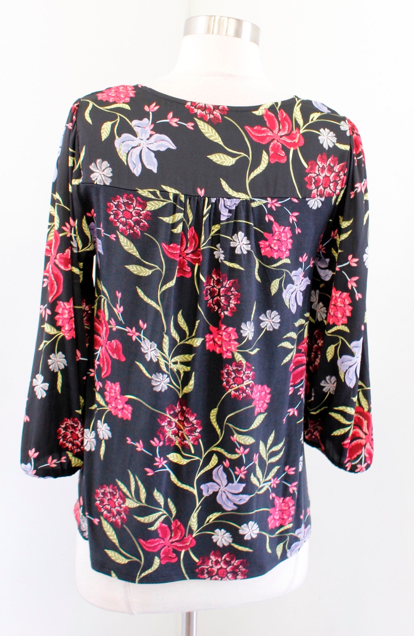 Dolan Anthropologie Cherie Black Floral Babydoll Top Blouse Size S Square Neck