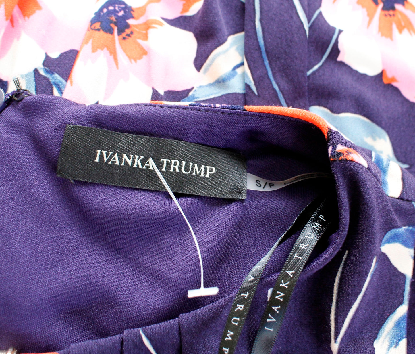 Ivanka Trump Blue / Purple Floral Print Keyhole Sleeveless Jersey Dress Size S