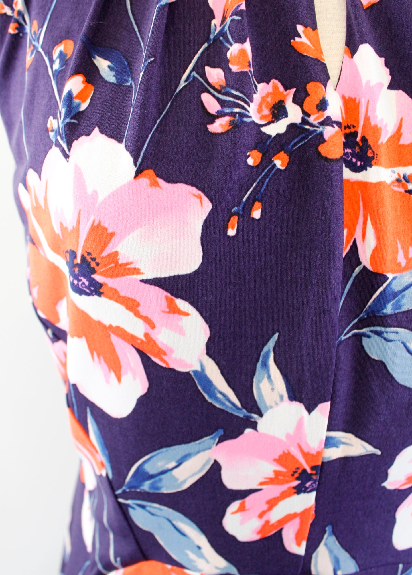 Ivanka Trump Blue / Purple Floral Print Keyhole Sleeveless Jersey Dress Size S