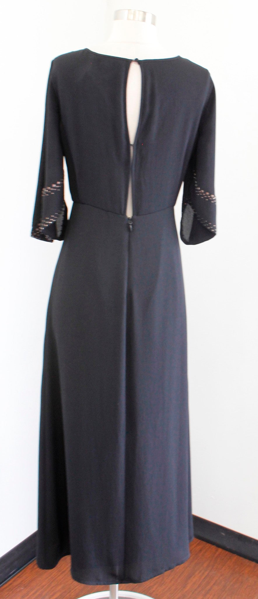 BCBG Max Azria Black Studded Sleeve Keyhole Midi Maxi Dress Size S Cocktail