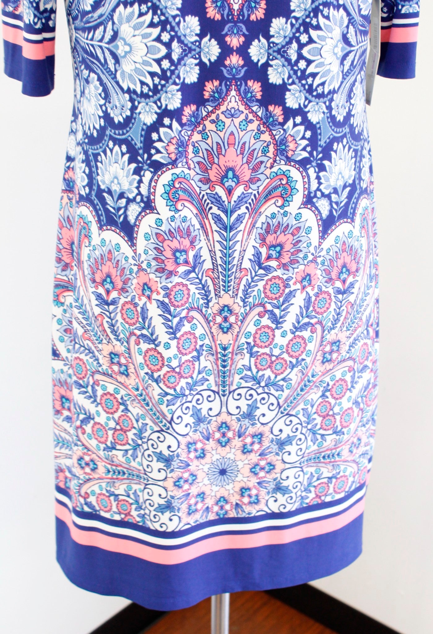 NWT Eliza J Womens Blue Floral Paisley Print Jersey Shift Dress Size 6