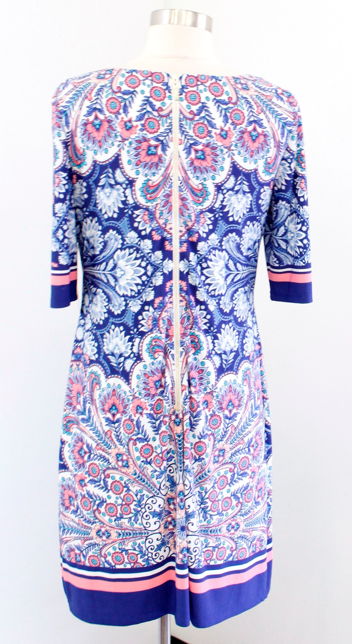 NWT Eliza J Womens Blue Floral Paisley Print Jersey Shift Dress Size 6