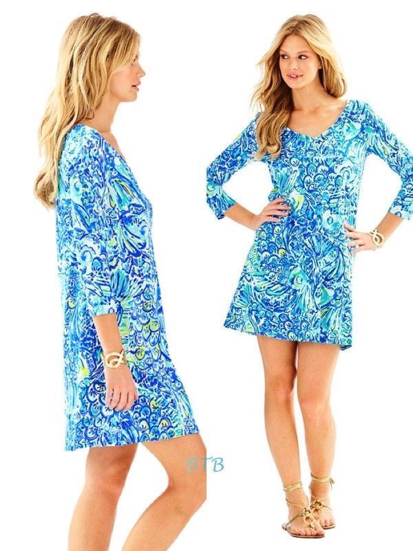 Lilly Pulitzer Erin Blue Crush After Party Printed Tee Mini Dress Size XXS 2XS