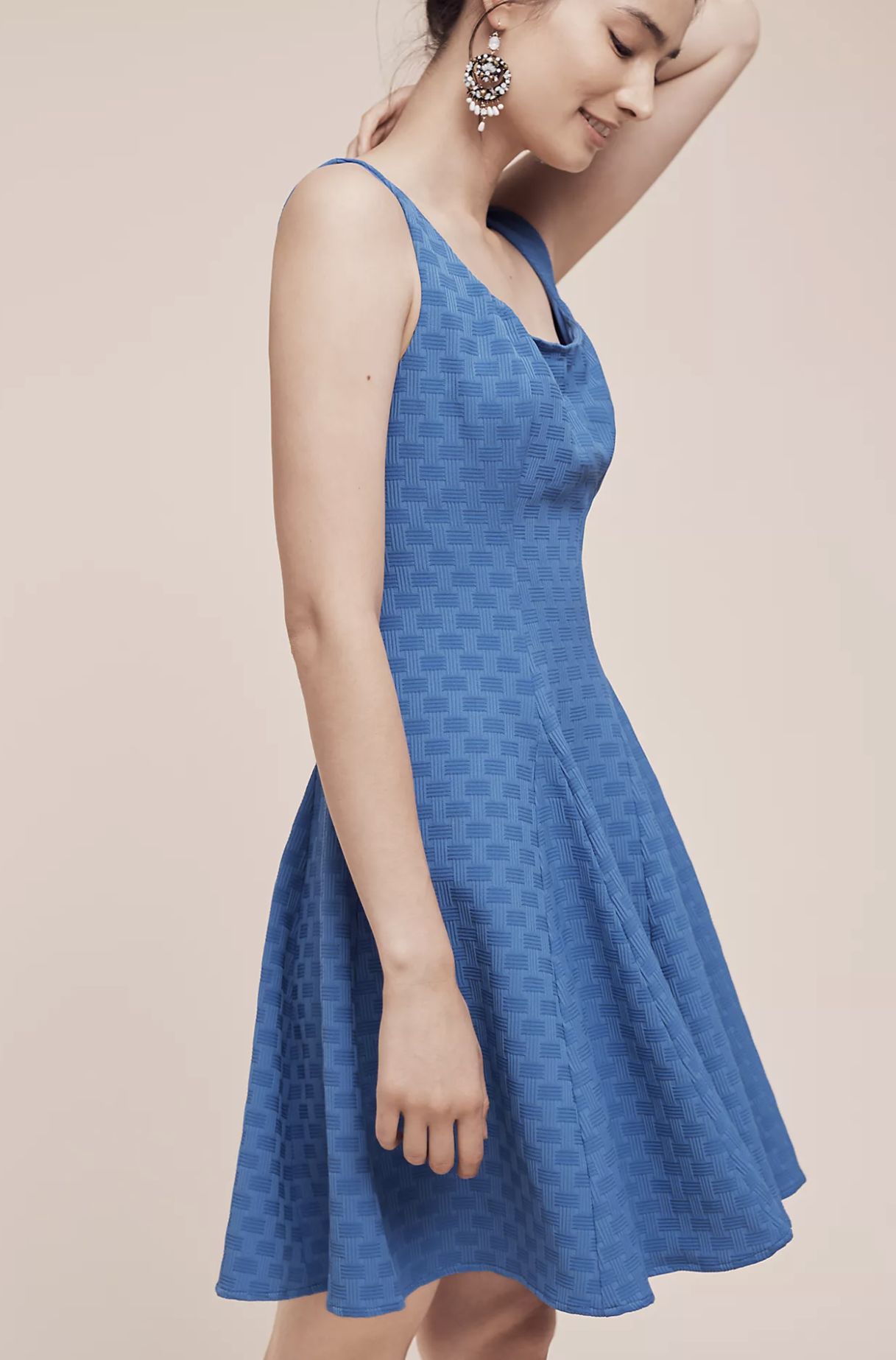 Eva Franco Anthropologie Bleu de Jour Blue Textured Fit and Flare Dress Size 4