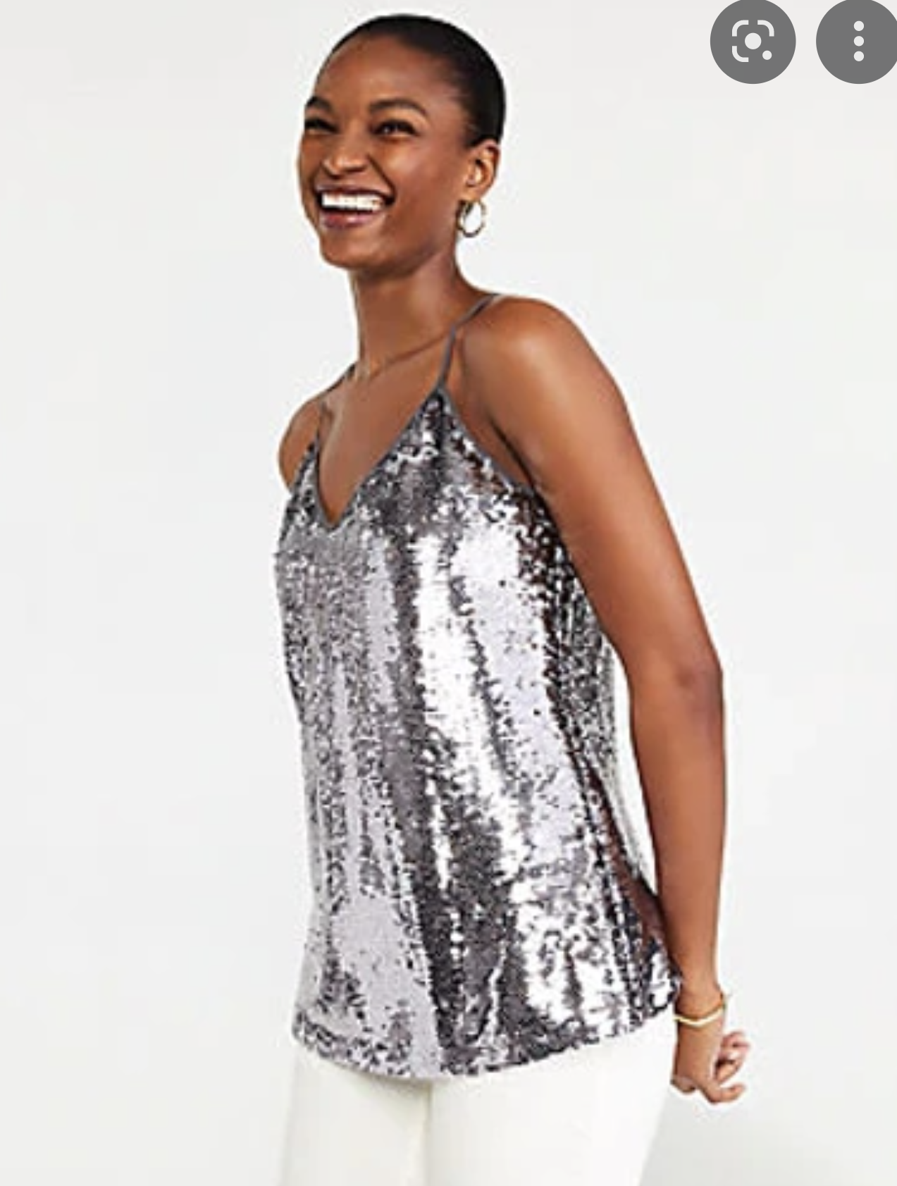 NWT Ann Taylor Silver Sequin Embellished V Neck Cami Tank Top Size XS Camisole