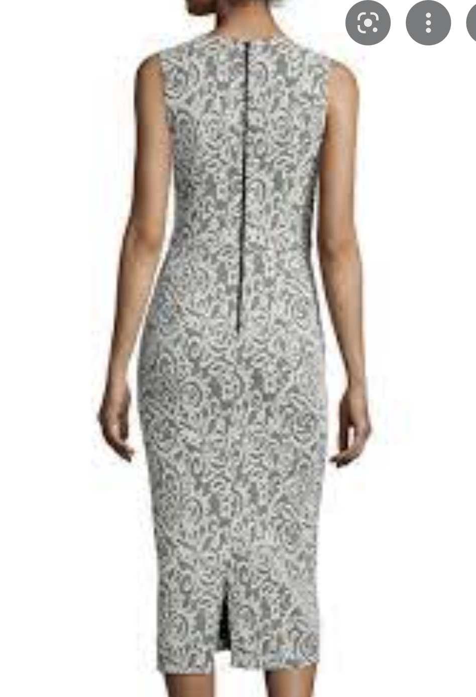 Alice + Olivia Lilia Lace Textured Plunge V Neck Midi Sheath Dress Size 8 Cream