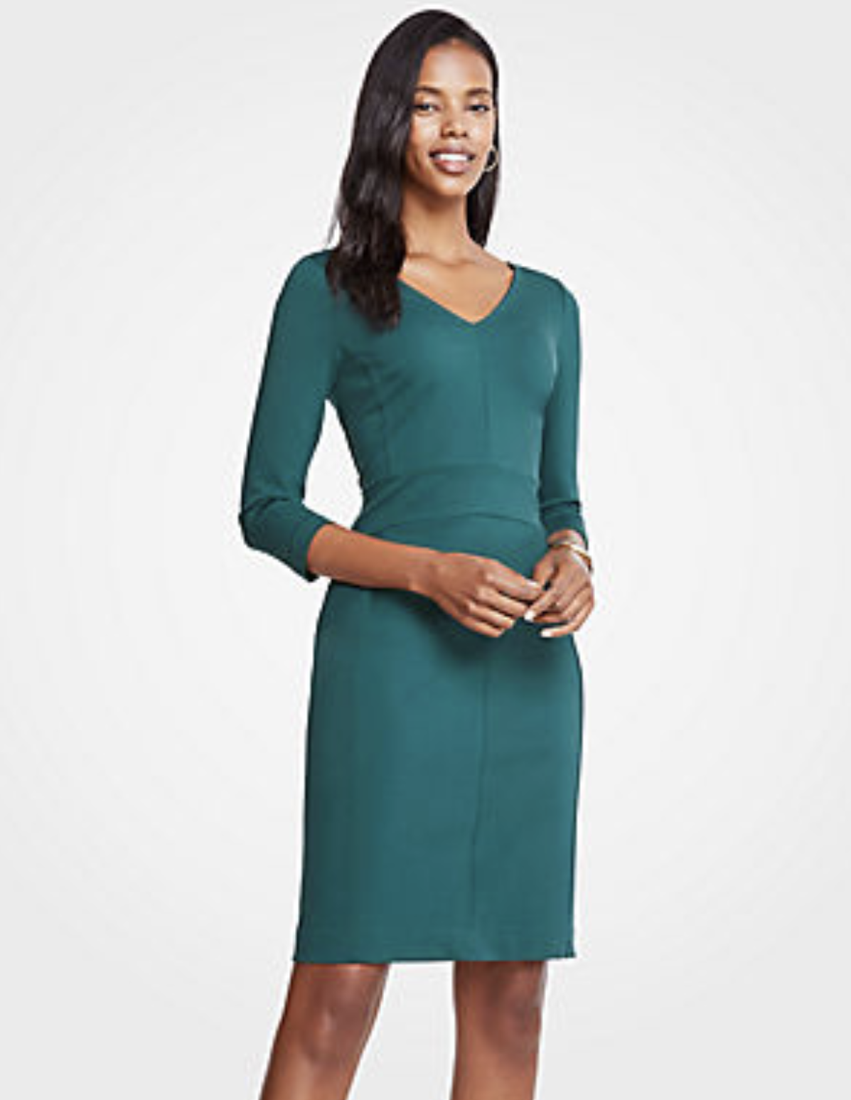 NWT $139 Ann Taylor Endearing Green Solid Ponte Knit Sheath Dress Size 6 Career