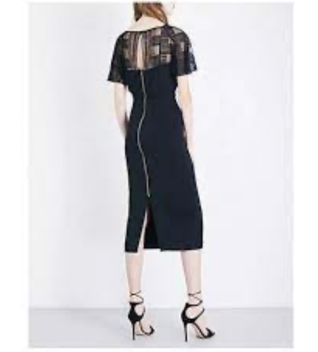 Roland Mouret Marrick Black Tapestry Lace Pencil Sheath Dress Size US 6 Retro