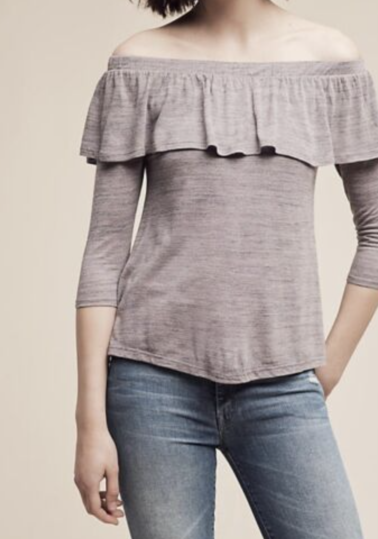 NWT Dolan Anthropologie Charla Heather Knit Off the Shoulder Top Blouse Size S