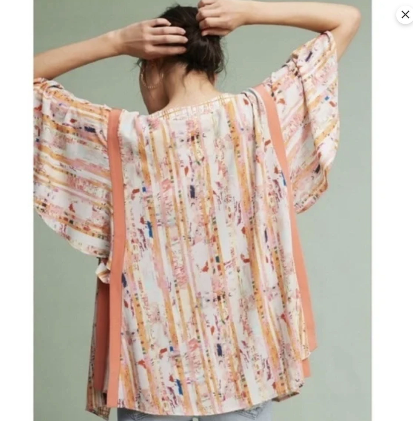 Floreat Anthropologie Colorful Abstract One Size Kimono Topper Jacket S M L Boho Short Sleeve