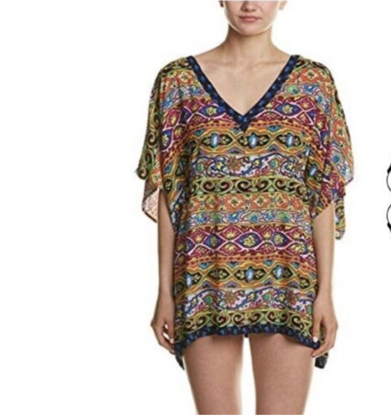 NWT Nanette Lepore Carnaval Geometric Print Colorful Tunic Swim Cover Coverup XS