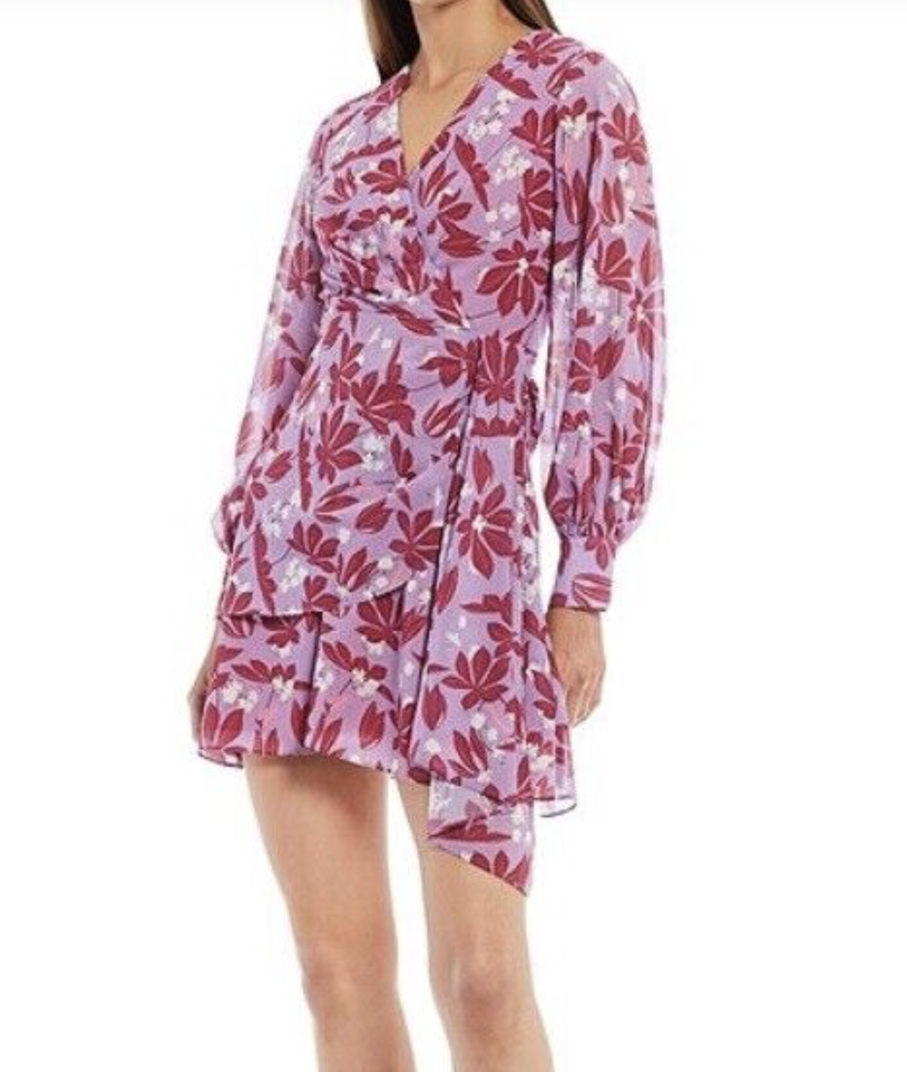 Sachin and Babi x Dillards Pink Purple Floral Print Faux Wrap Dress Size 8