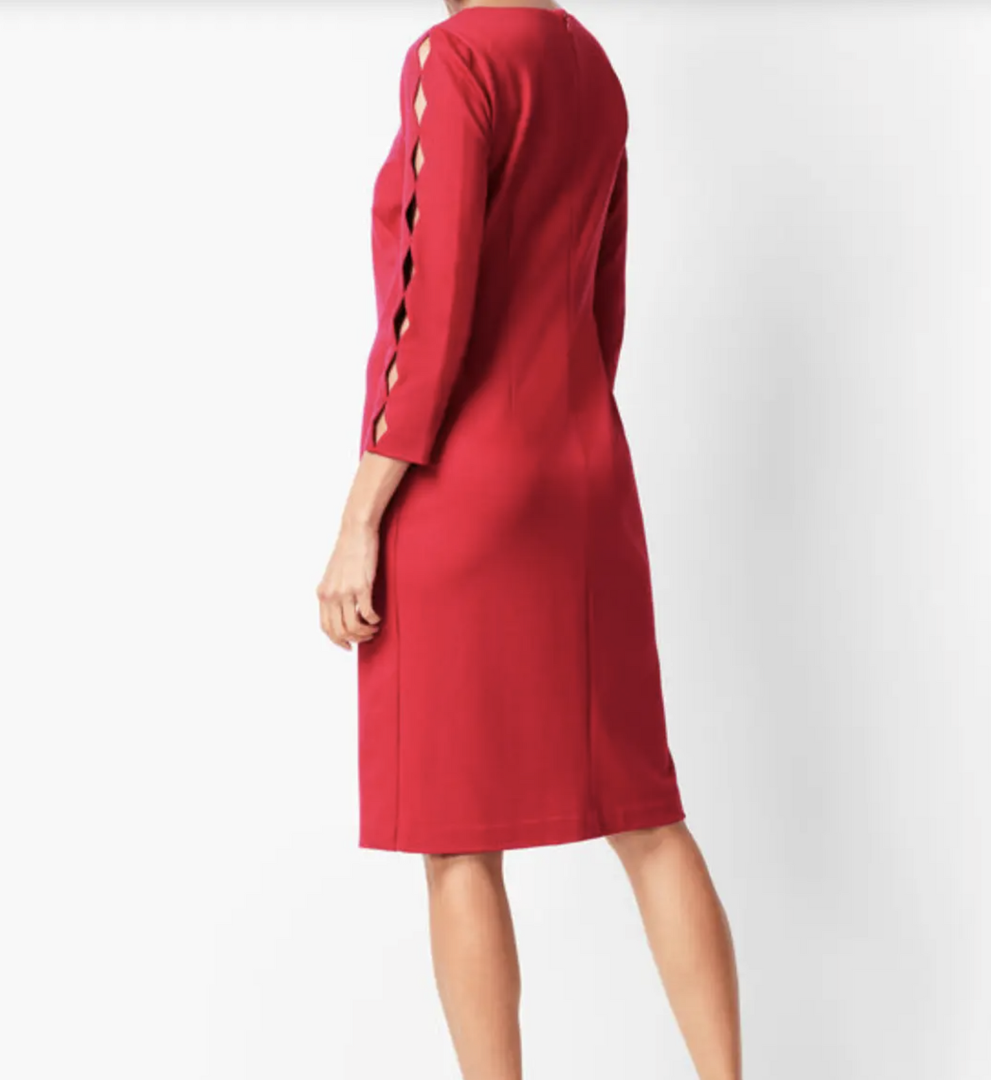 NWT Talbots RSVP Solid Red Ponte Knit Cutout Scalloped Sleeve Shift Dress Size 2