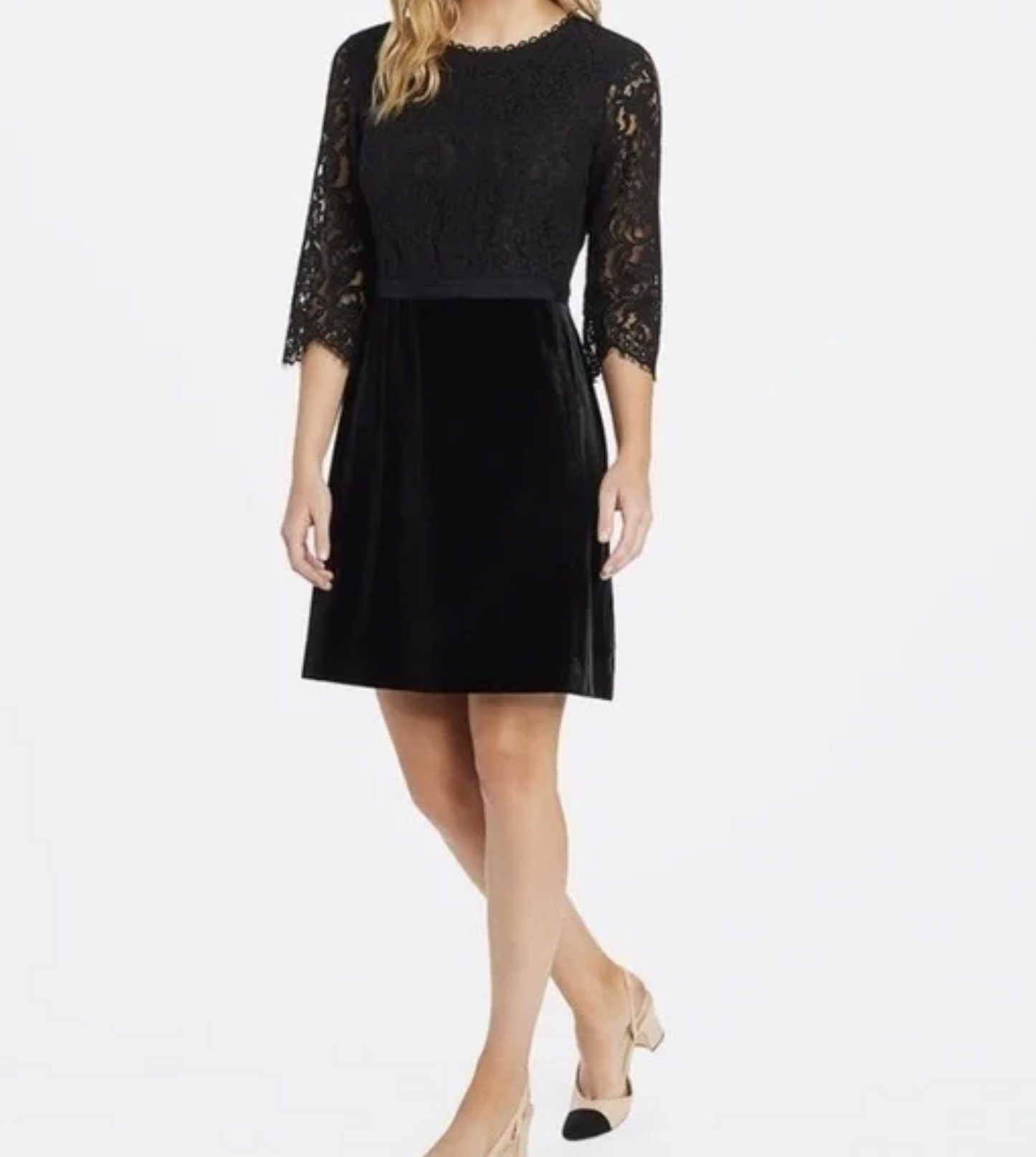 Draper James Black Velvet Lace Contrast Cocktail Party Dress Sz 2 A Line Sheath