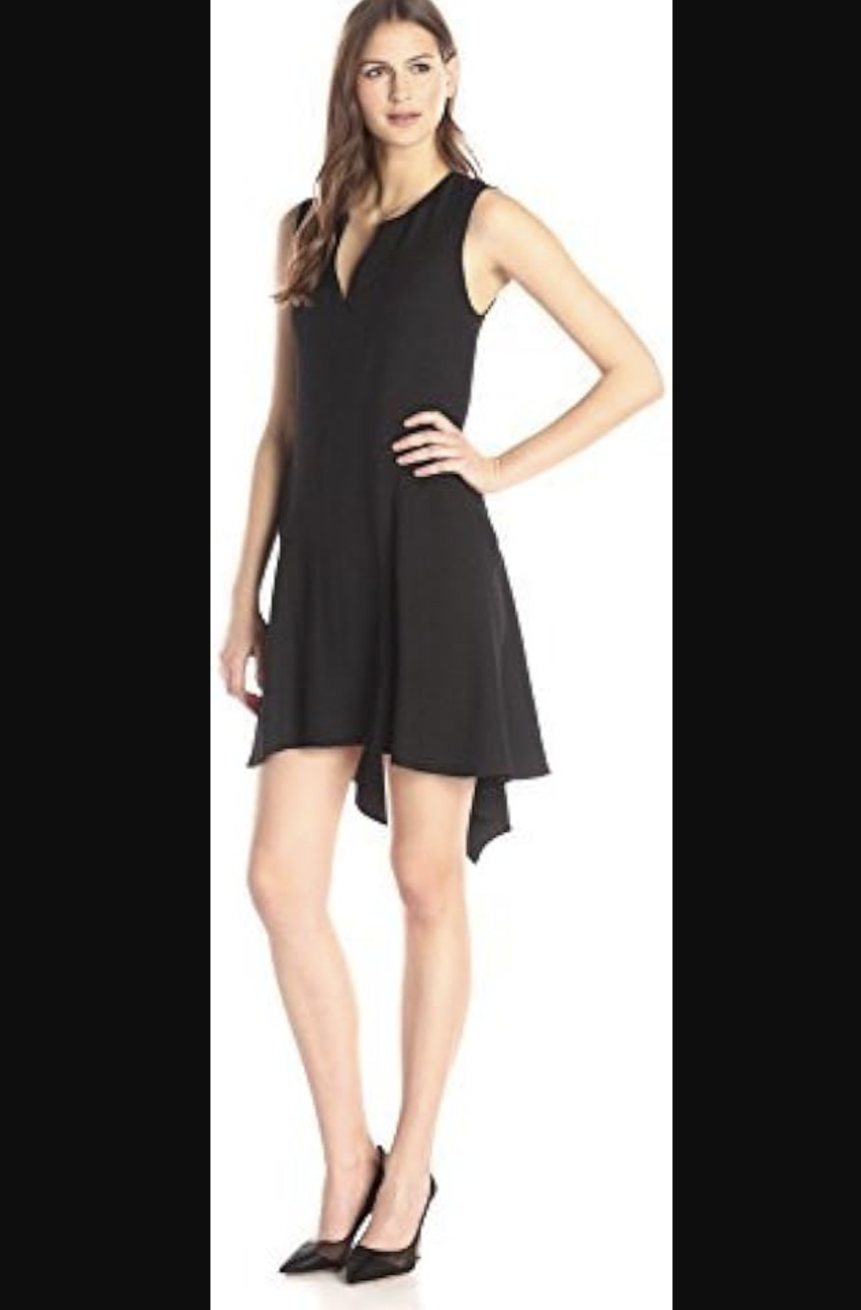 BCBG Max Azria Bette Black Textured Asymmetrical Hem Shift Dress Size S Crepe