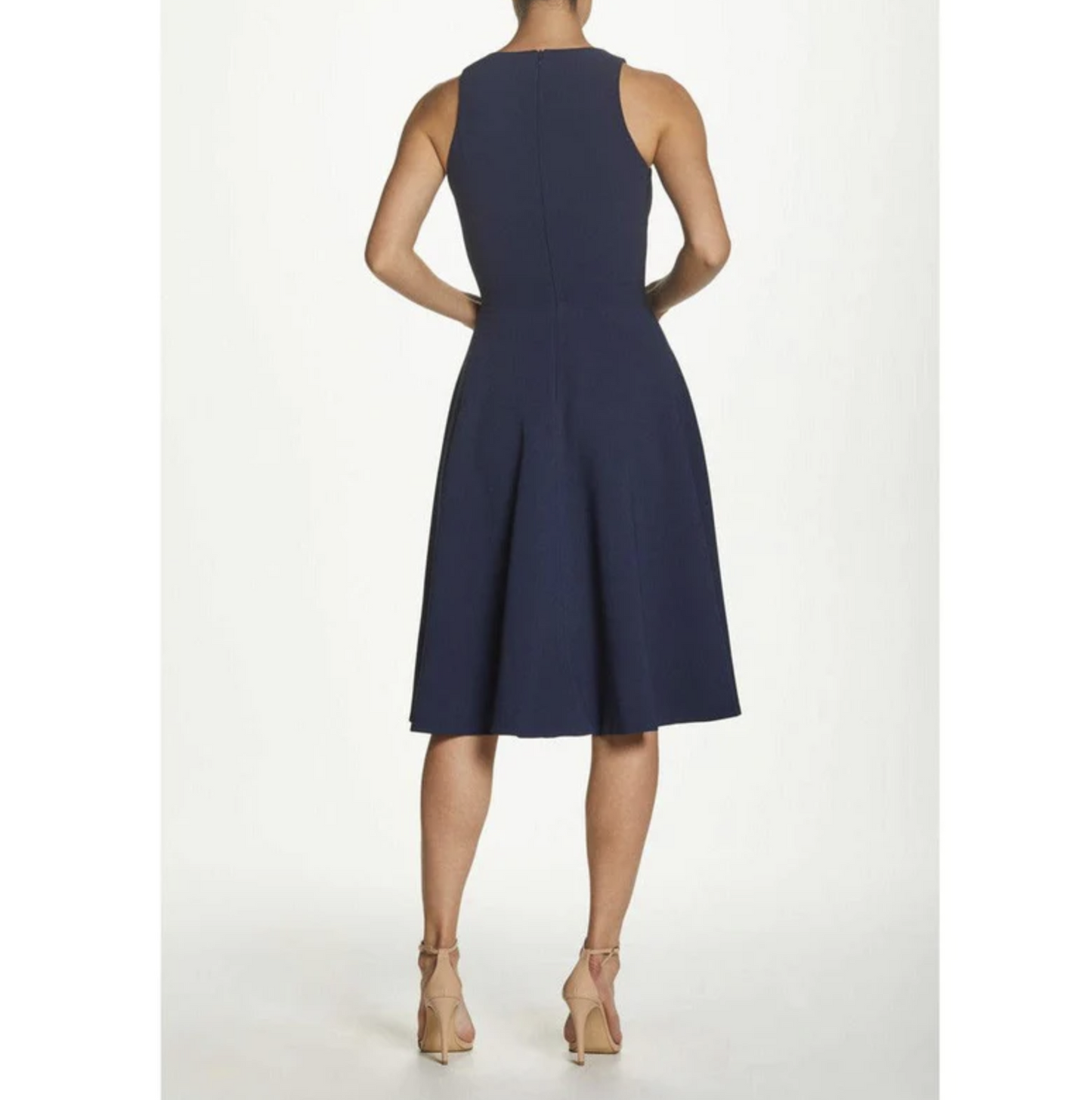 NWT Dress the Population Catalina Midi Dress Midnight Blue Size M Fit and Flare