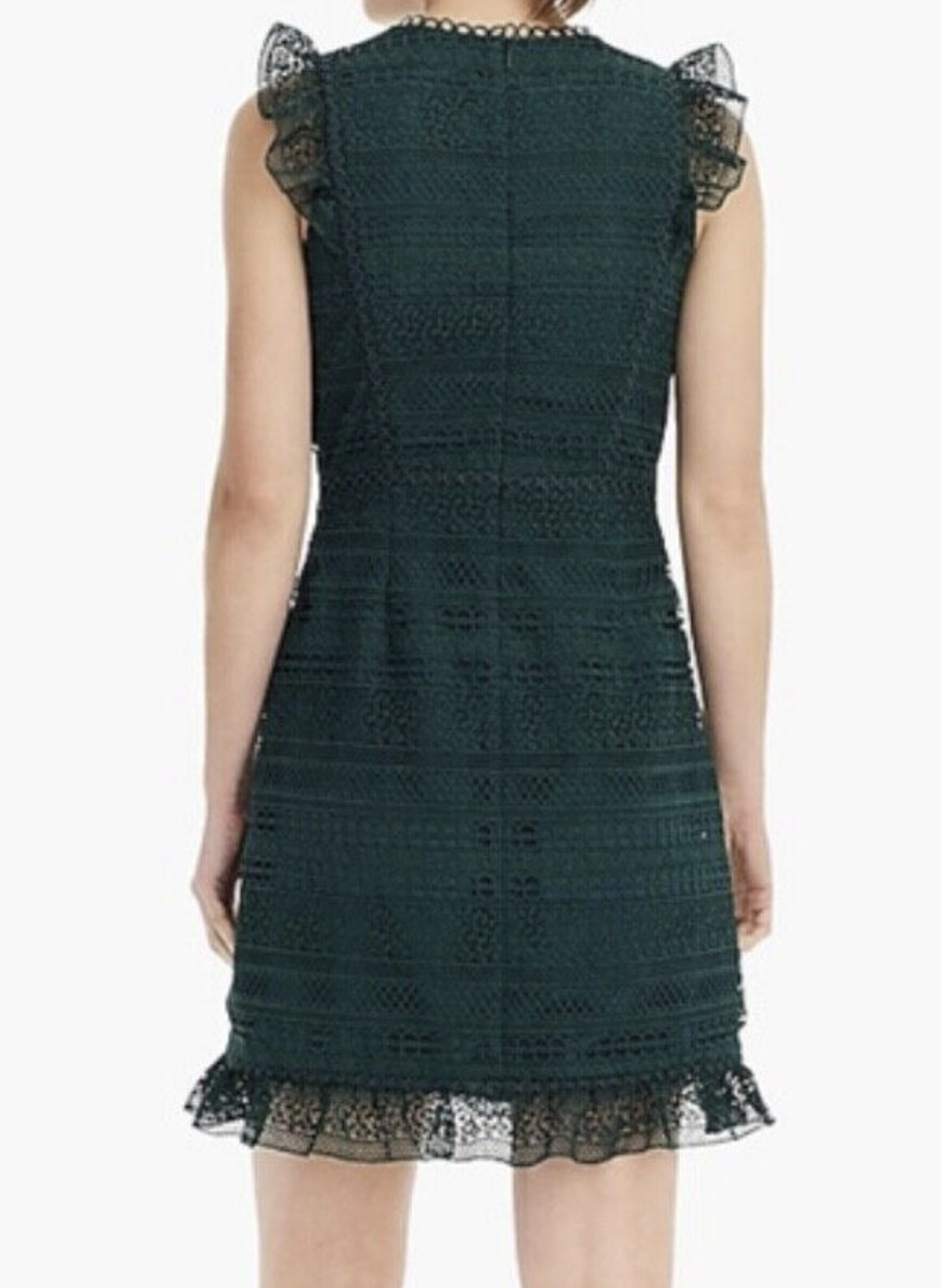 J Crew Womens Evergreen Green Cap Sleeve Ruffle Mixed Lace Sheath Dress Size 6