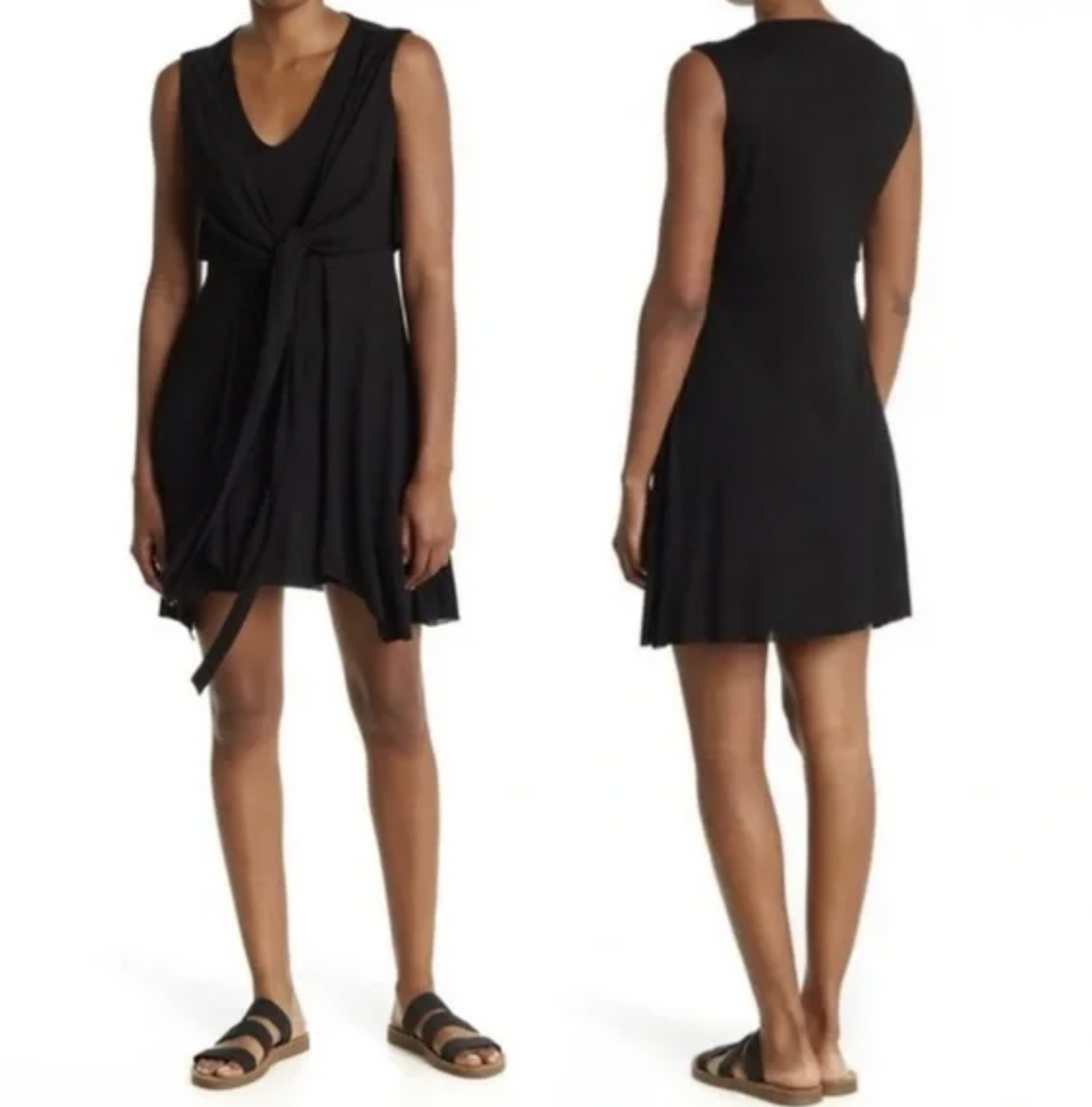 NWT All Saints Black Tie Front Jayda Jersey Mini Dress Size XS Casual Summer