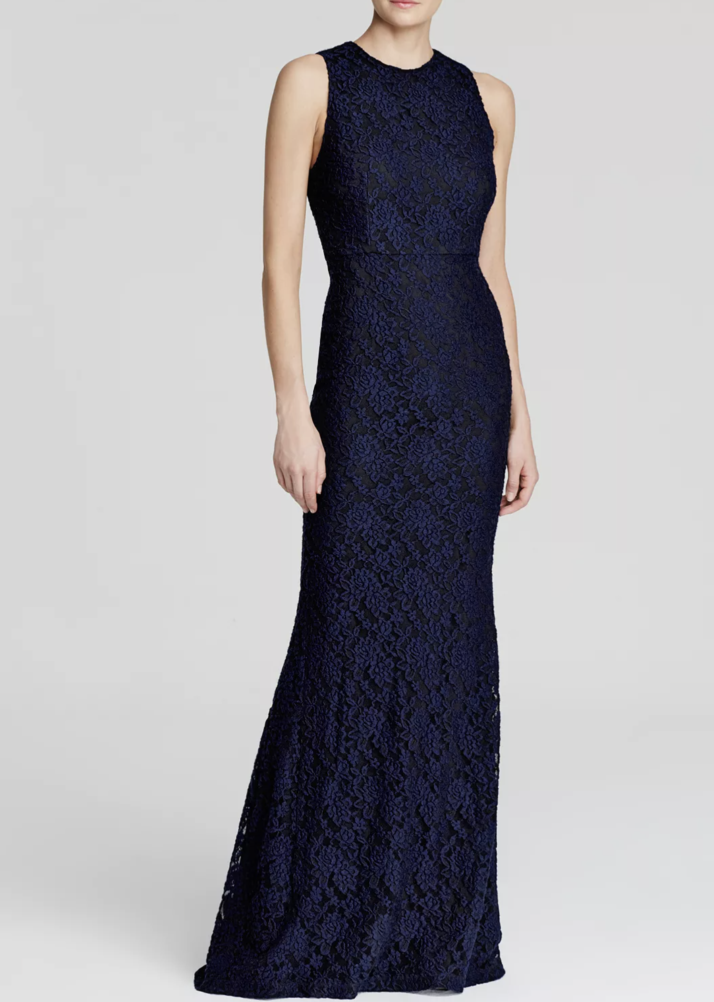 NWT Alice and Olivia Roxie Blue Black Floral Lace Maxi Dress Gown Size 6 Evening