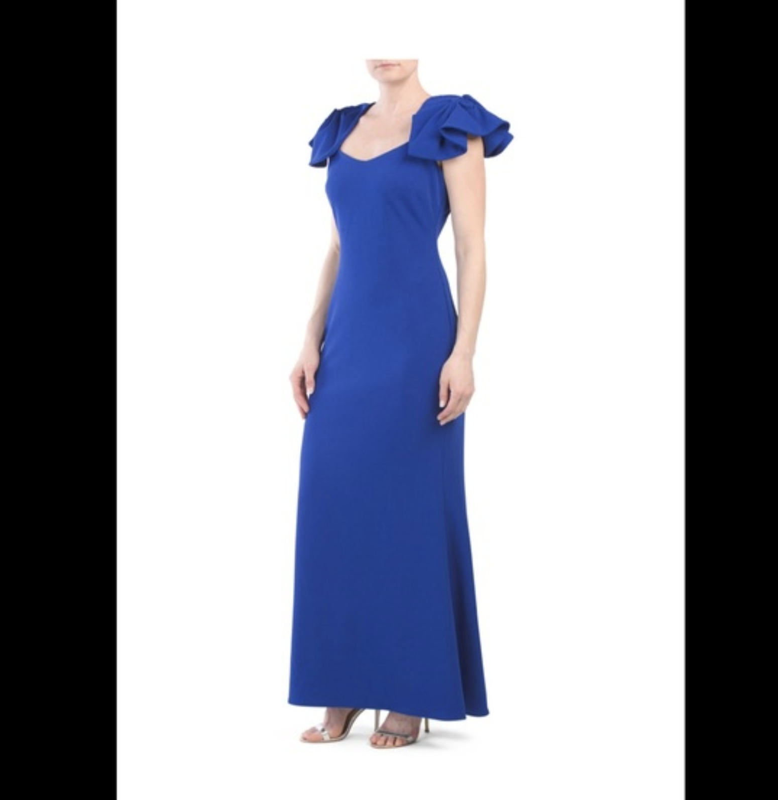 Belle Badgley Mischka Royal Blue Ruffle Sleeve Formal Dress Evening Go Queen City Resale Belle Badgley Mischka Royal Blue Ruffle Sleeve Formal Dress Evening Go Queen City Resale