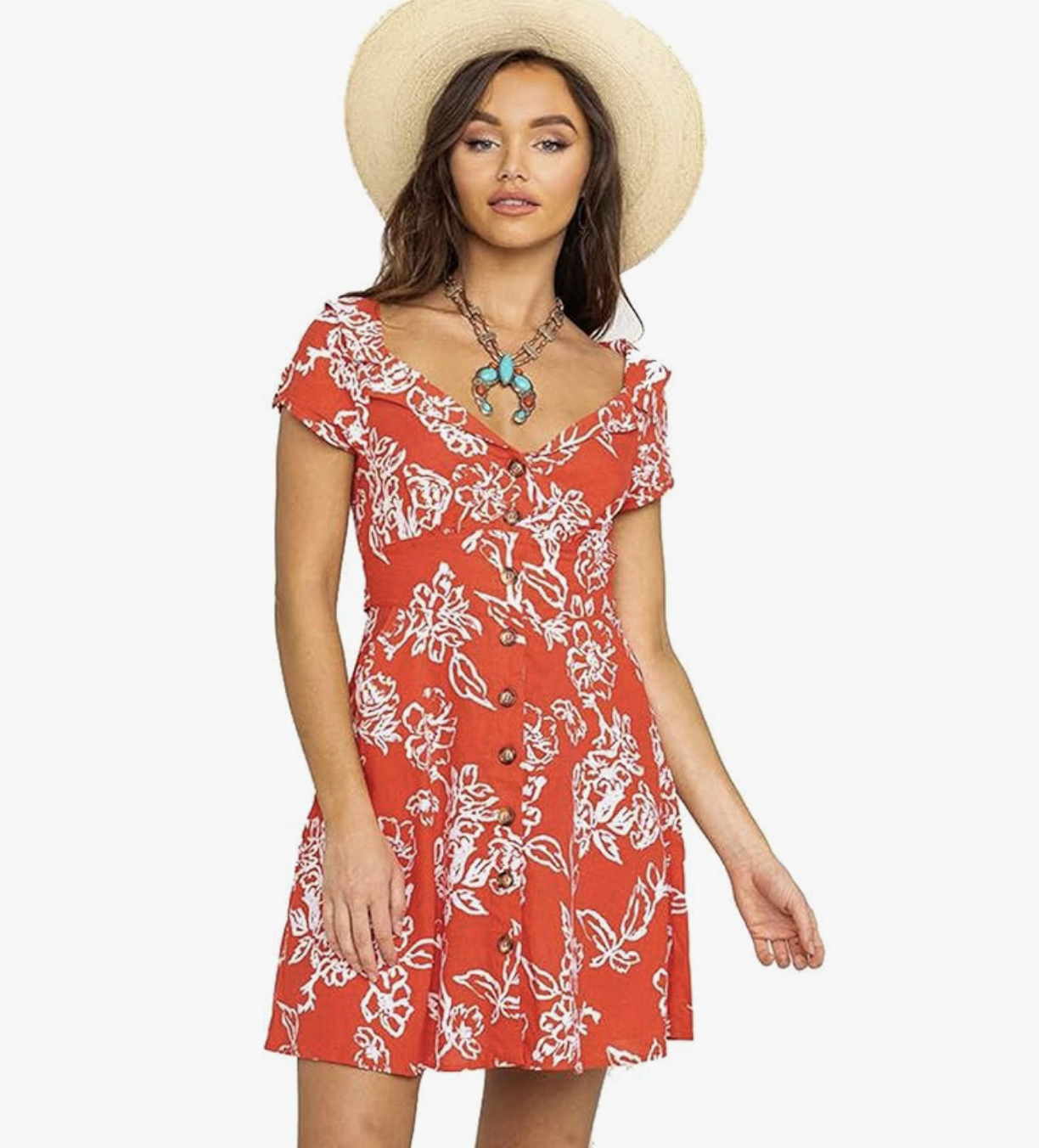 Free People A Thing Called Love Cherry Floral Linen Blend Mini Dress Size 4